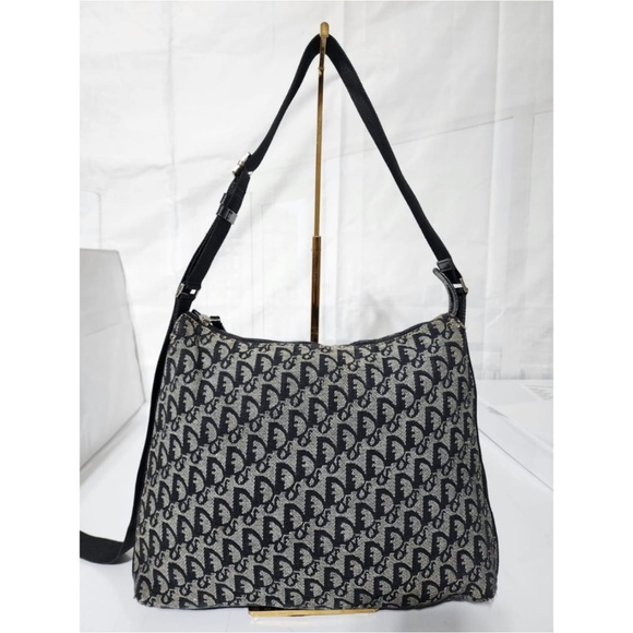 Authentic CHRISTIAN DIOR Diorissimo Trotter Messenger Bag Navy Blue/Grey - Picture 1 of 12